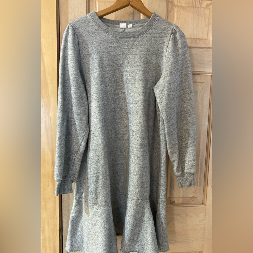 Gap gray Long Sleeve Ruffle Hem Dress